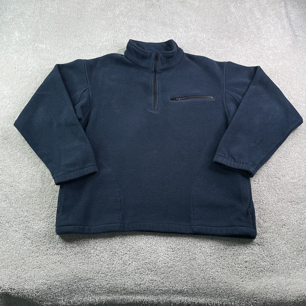 Duluth Jacket Mens Large Blue Heavy Fleece Quarter Zip Pullover Pockets Outdoors